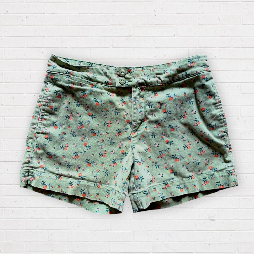SANCTUARY Anthropologie Odyssey Green Pink Spring Floral Twill Shorts Size 26 - Picture 4 of 5